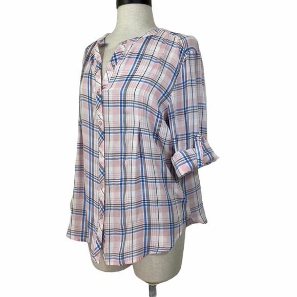 Women's Plaid Button Down Shirt size medium pink & blue by Hester & Orchard - Picture 1 of 6